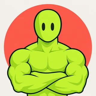 Zé Shape, mascote verde de braços cruzados